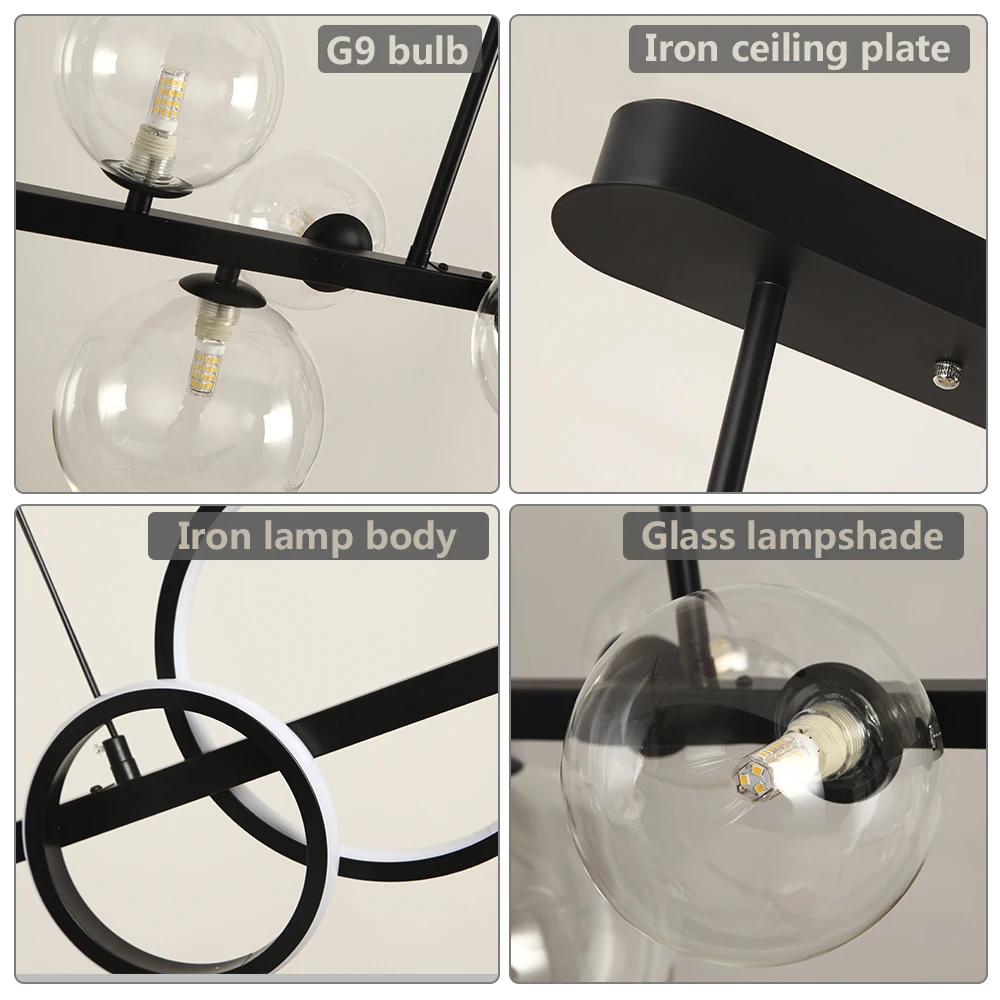 Artpad-Lámpara de araña para comedor, Hotel, Bar, Loft, Industrial, suspensión G9, creativo, de cristal, burbujas, luces interiores