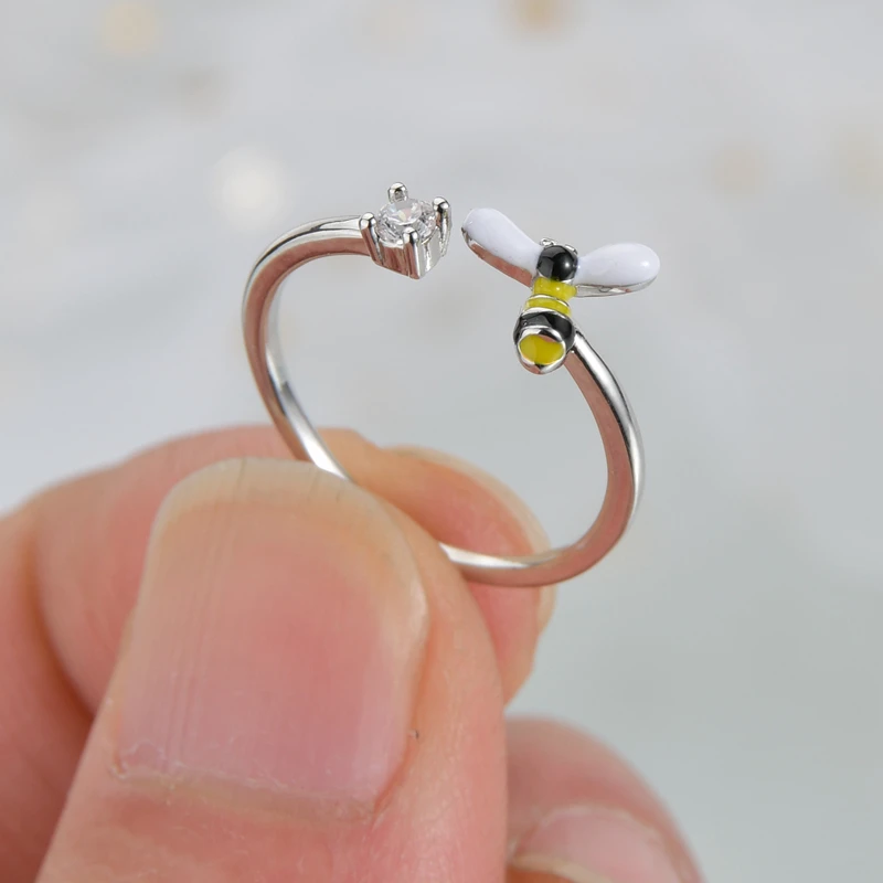 Симпатичные Регулируемые кольца с кристаллами красный цветок флейта клубника