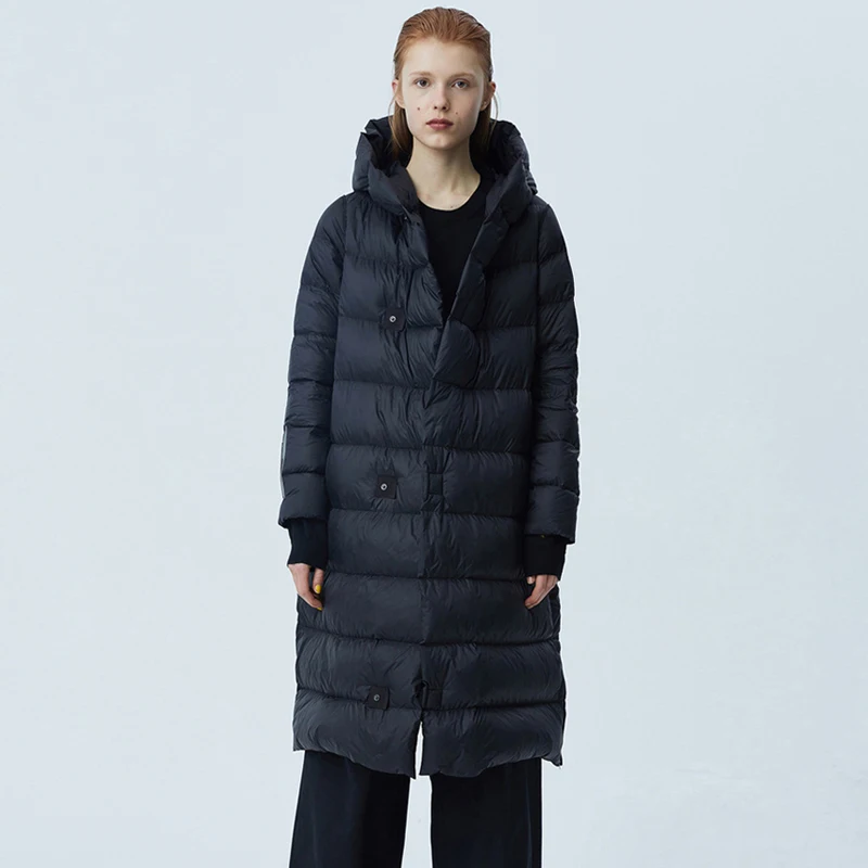 Luxury 2020 Winter Women's Down Jacket Solid Long Puffer Coat Warm Hooded Female White Duck Loose Feather Snow Outwear | Женская