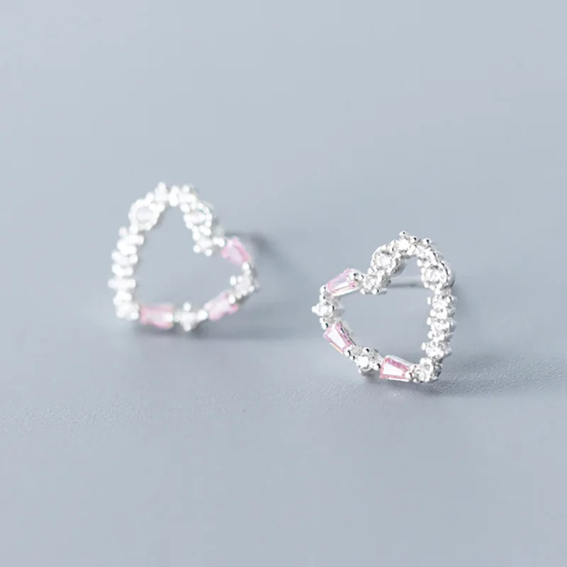 Trusta 925 пробы серебряные ювелирные изделия модные милые миниатюрные 8 мм X 7 мм полые серьги-гвоздики в форме сердца подарок для девочек, детей, леди DS514 - Окраска металла: G3255 Silver