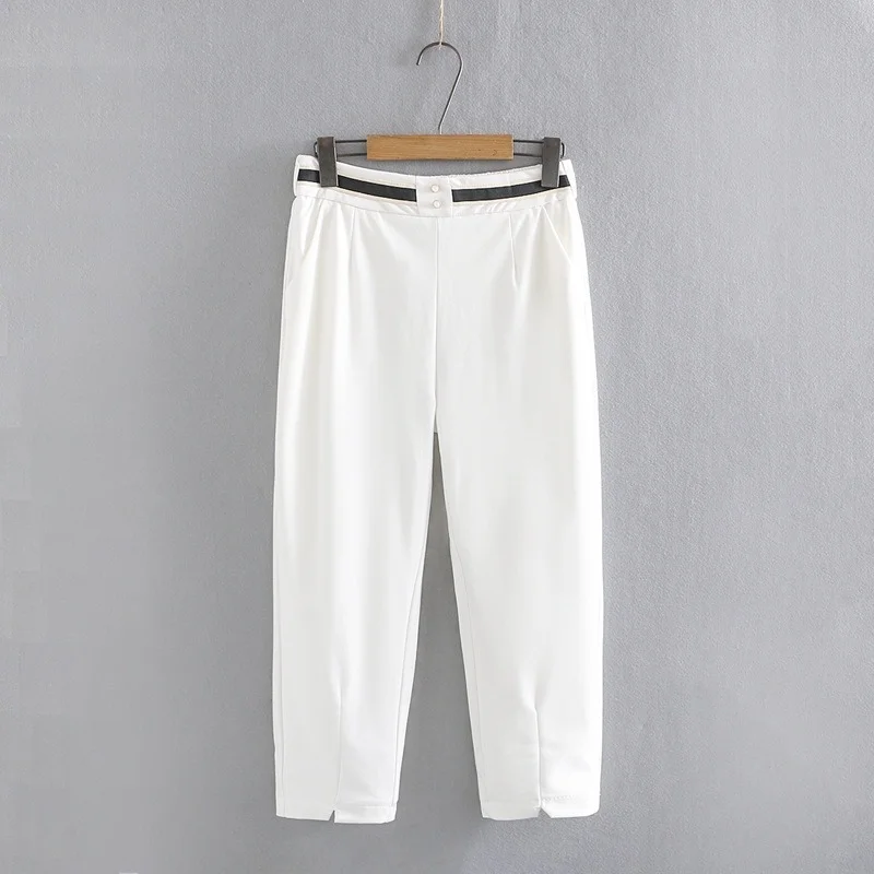 

Женские брюки до щиколотки, черно-белые эластичные тонкие брюки