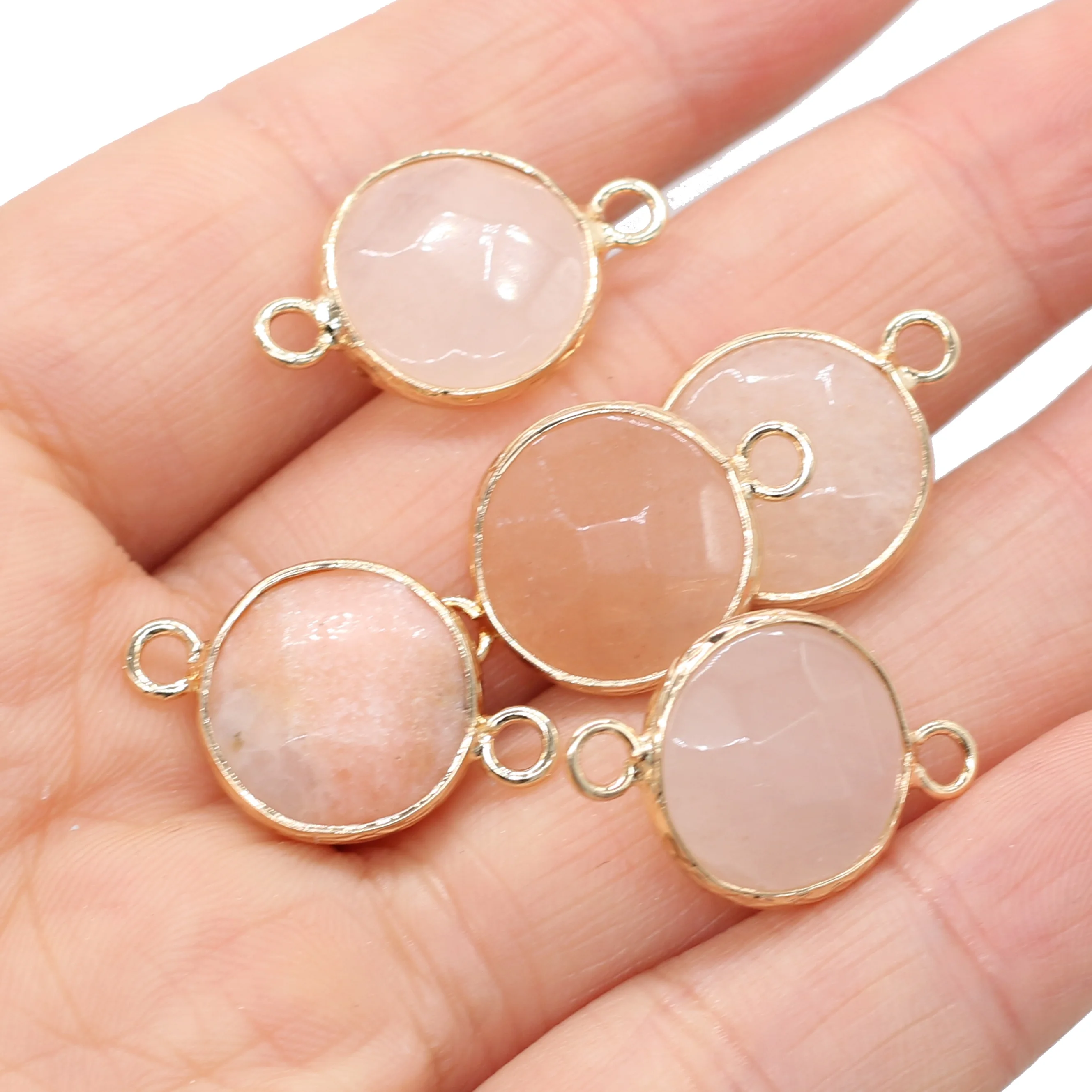 

2pcs Natural Agates Pendant Connectors Yellow Jades Irregural Connectors Pendant for Making Jewelry Necklace Gift 15x24mm