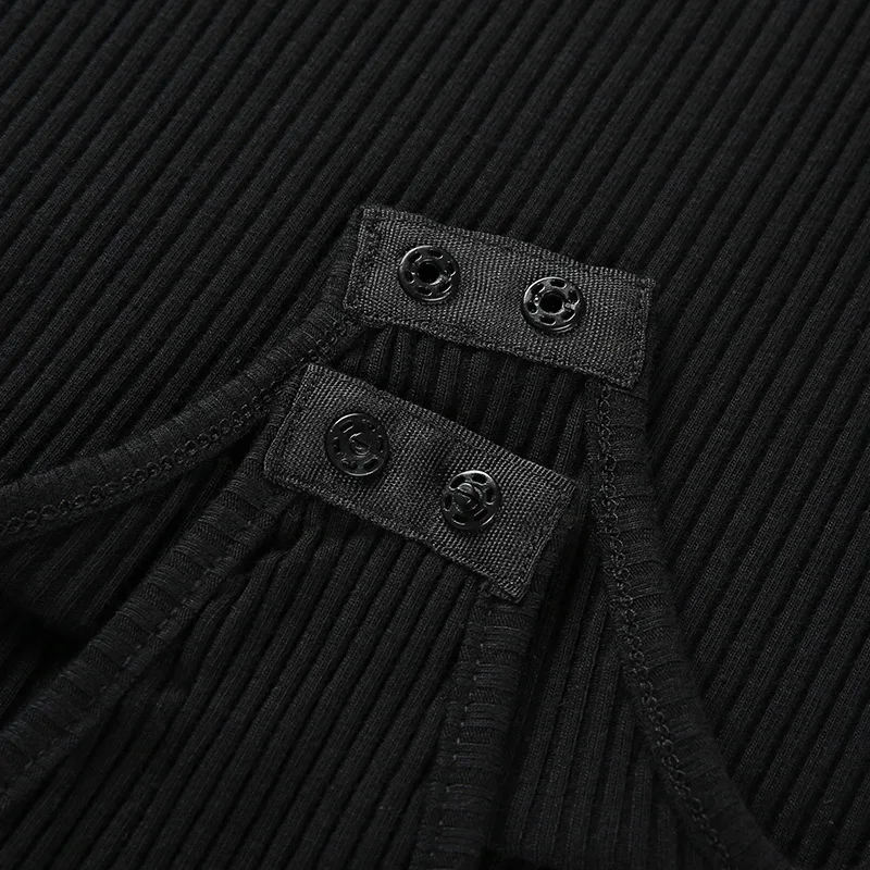 

European and American Autumn New Sexy Women's High Collar Shoulder Long Sleeve T Shirt Zipper Suit