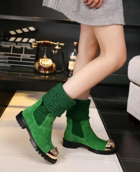 As Pic Botas Mujer; зимние вязаные сапоги; женские сапоги до середины икры; Bota Feminina; обувь со стразами; женские эластичные сапоги; Botines Mujer; коллекция года; Zapatos De Mujer - Цвет: As Pic