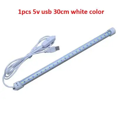 30CM WHITE COLOR Портативный USB светодиодный настольный светильник, 5 В, Светодиодная лента, жесткий барный светильник s для чтения книг, учебы, работы в офисе, детский ночной Светильник - Цвет корпуса: 30CM WHITE COLOR