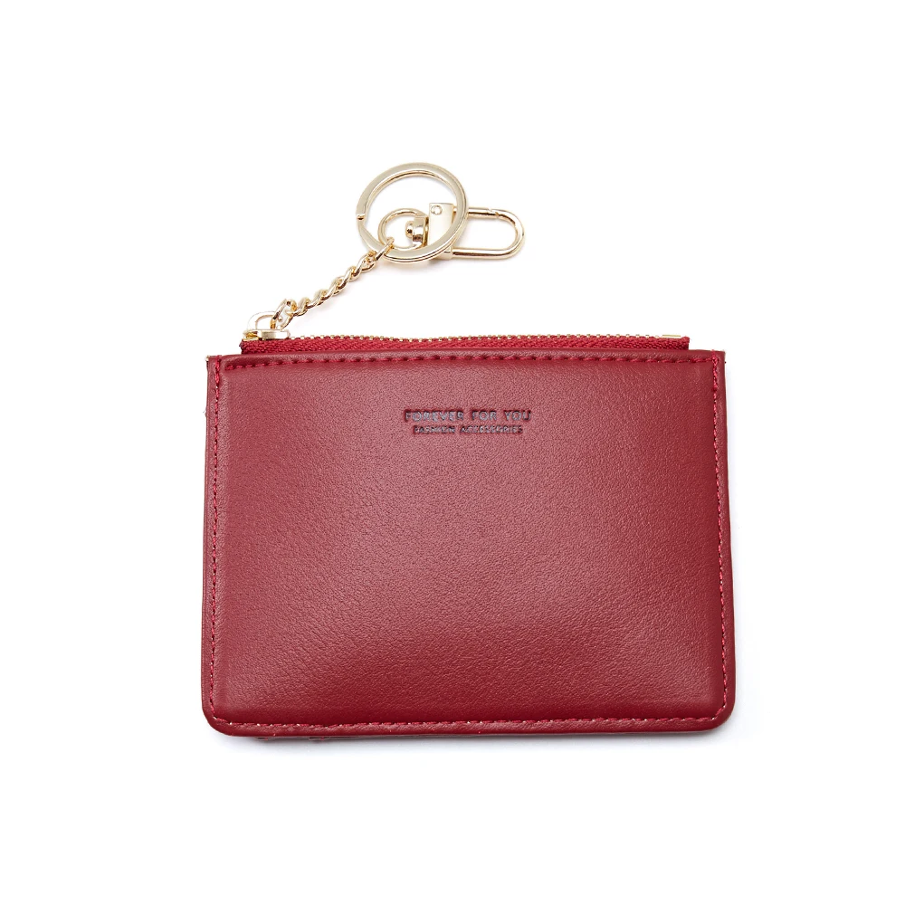 Brand Card Holder Women Soft PU Leather Key Chain Bag Small Card Wallets Female Organzier Mini Credit Card Case Zipper Coin Bags - Цвет: Red