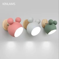 nordic wooden wall lamps cute cartoon styling coloful wall sconces kitchen restaurant macaroon decorative bedside lamp e27