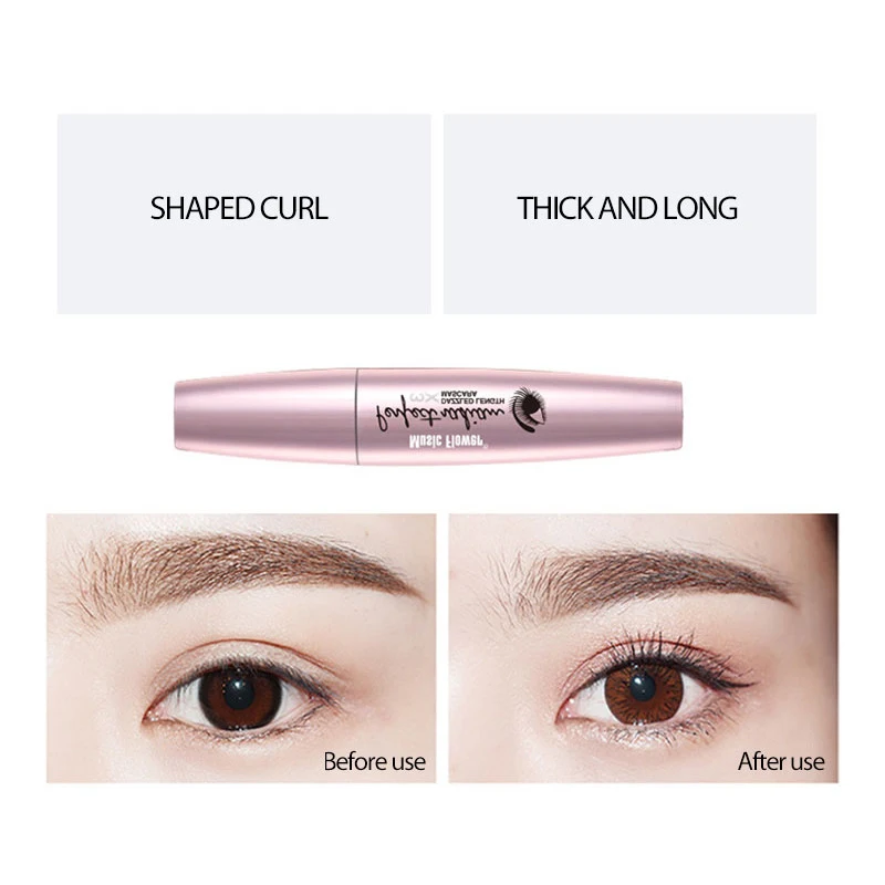 

Черная тушь для ресниц Music Flower, быстросохнущая шелковая натуральная густая Удлиняющая ресница, стойкая Водонепроницаемая тушь для глаз