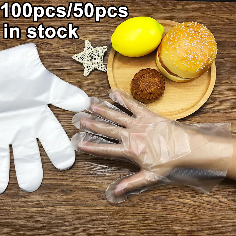 

100PCS/Set Food Plastic Gloves Disposable Gloves for Restaurant Kitchen BBQ Eco-friendly Food Gloves Fruit Vegetable Gloves