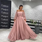 Пыльное розовое вечернее платье с длинным рукавом Vestidos De Fiesta на бретельках A-силуэт шифоновые платья для выпускного вечера женское официальное платье 2021