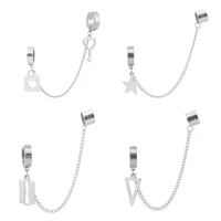 men women earring fashion stainless steel ear chain key lock blade pendant couples ears clip jewelry gifts