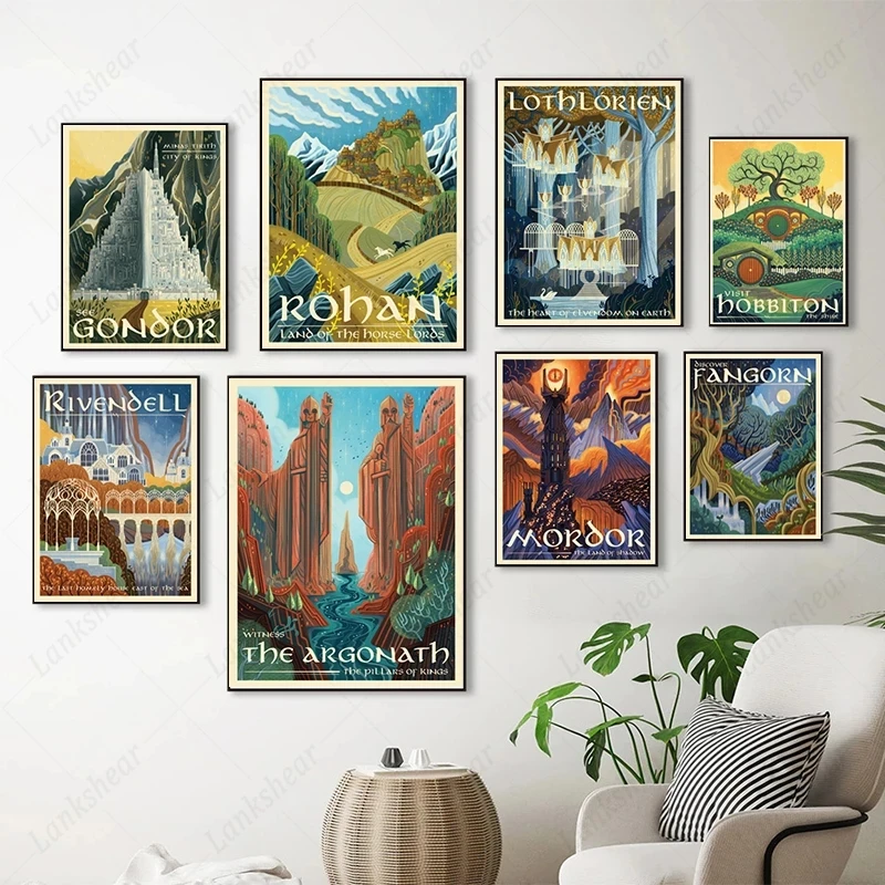 

Tolkien Wall Art Canvas Painting Middle Earth Landscape HD Posters and Prints Wall Pictures Travel Gift Living Room Home Decor
