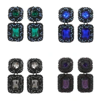 ztech big square metal rhinestone 5 color classic style vintage dangle earrings for women gilr holiday accessories high quality