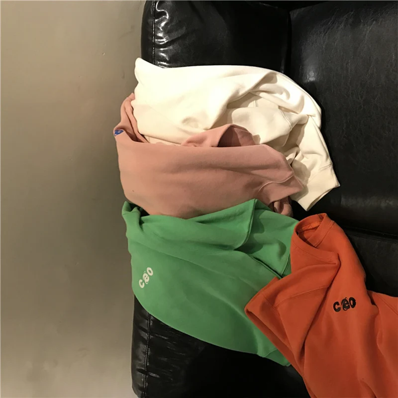 

Hoodies Women O-Neck All-match Korean Style Loose Thicker Warm Students High Quality Trendy Womens Hoodie Printed Casual Girls