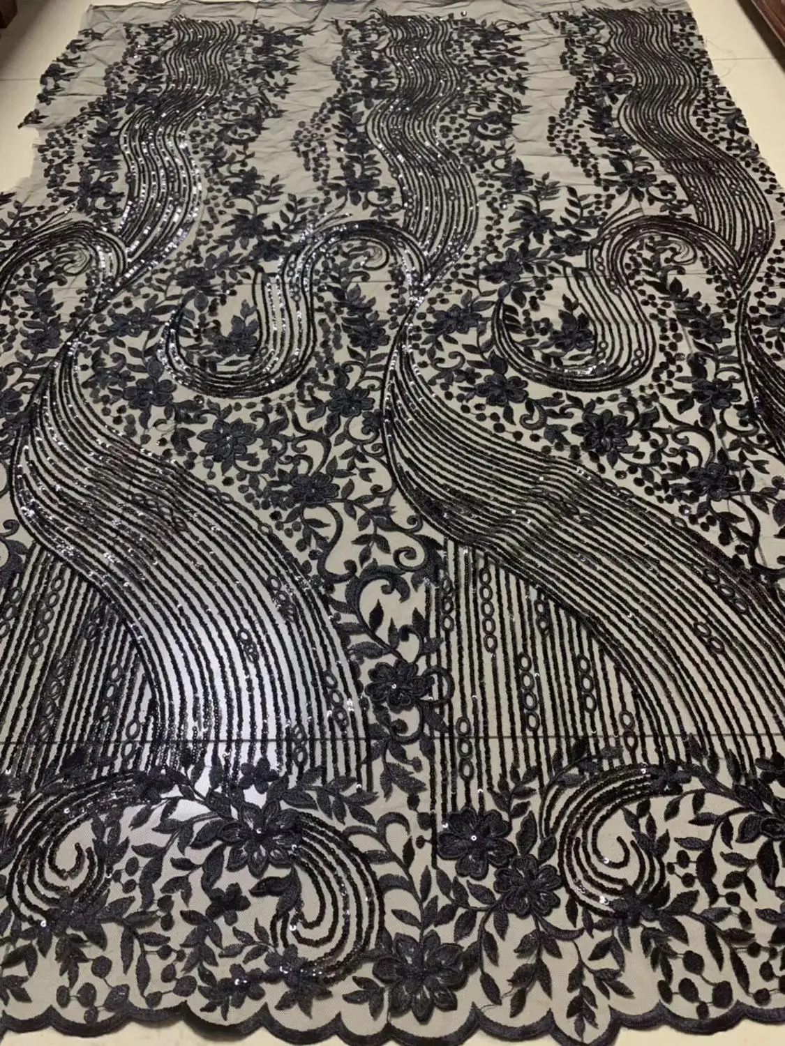 Последние блестки кружевная ткань 2019 синие нигерийские кружева высокого