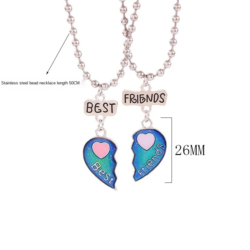 

Mood BFF Heart Pendant Necklace Temperature Control Color Change Best Friend Heart Necklace Women Jewelry Girl Gift dropshopping