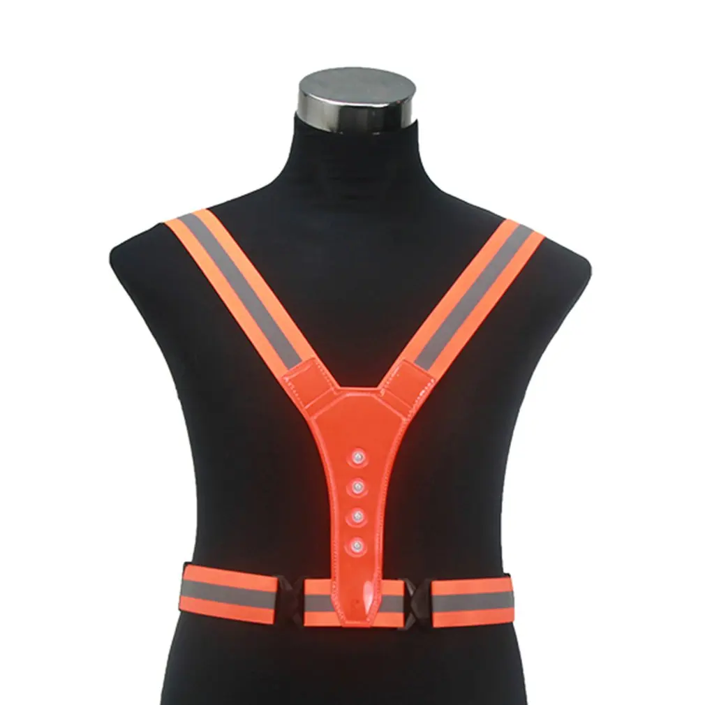 

Reflective Led Vest Adjustable With Reflective Stripes Safety Vestbelt With 8 Led Lights Outdoor Night Running Fitness Equipment