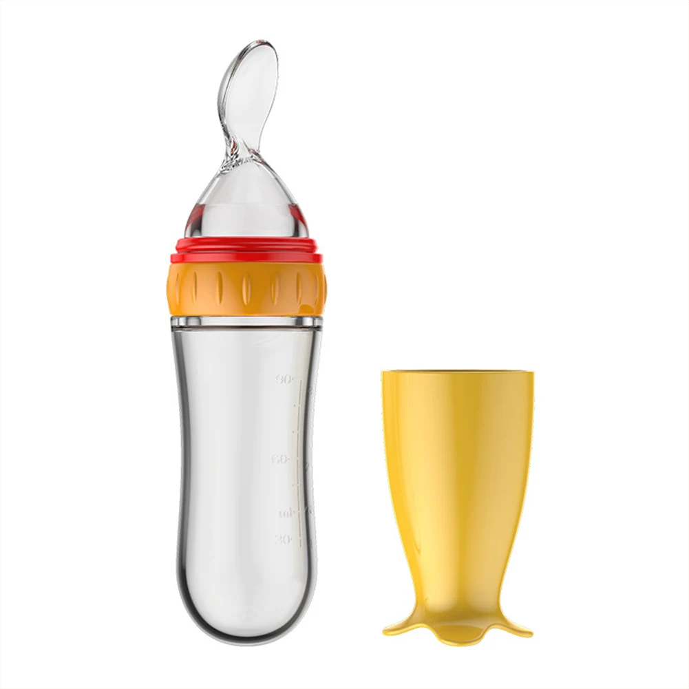 

Squeezing Feeding Bottle Silicone Newborn Baby Training Rice Spoon Infant Cereal Food Supplement Feeder Safe Tableware Tools