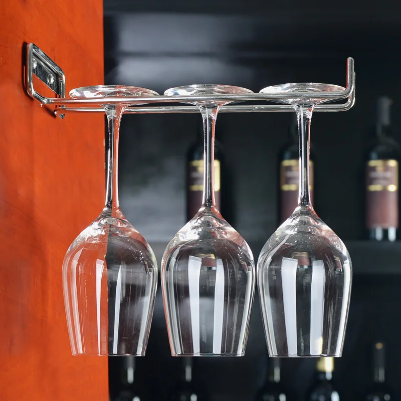

Hanging Metal Wine Cup Rack Silver/Gold Bar Single/Double Rack Wine Stemware Glass Bottle Goblet Inverted Holder WY40305
