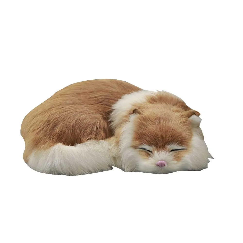 

Soft Lovely Artificial Leather Ornament Birthday Toy Gift Home Office Photography Prop Kids Plush Sleeping Animal Simulation Cat
