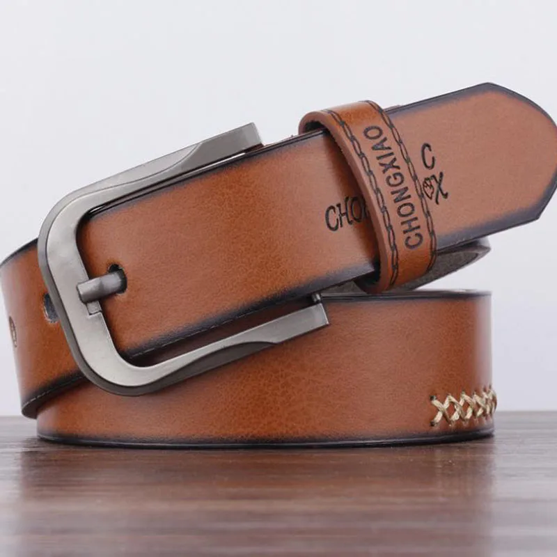 

2020 new hitchhiker cut line men's belt retro embossed needle buckle belt youth decorative Jeans Belt