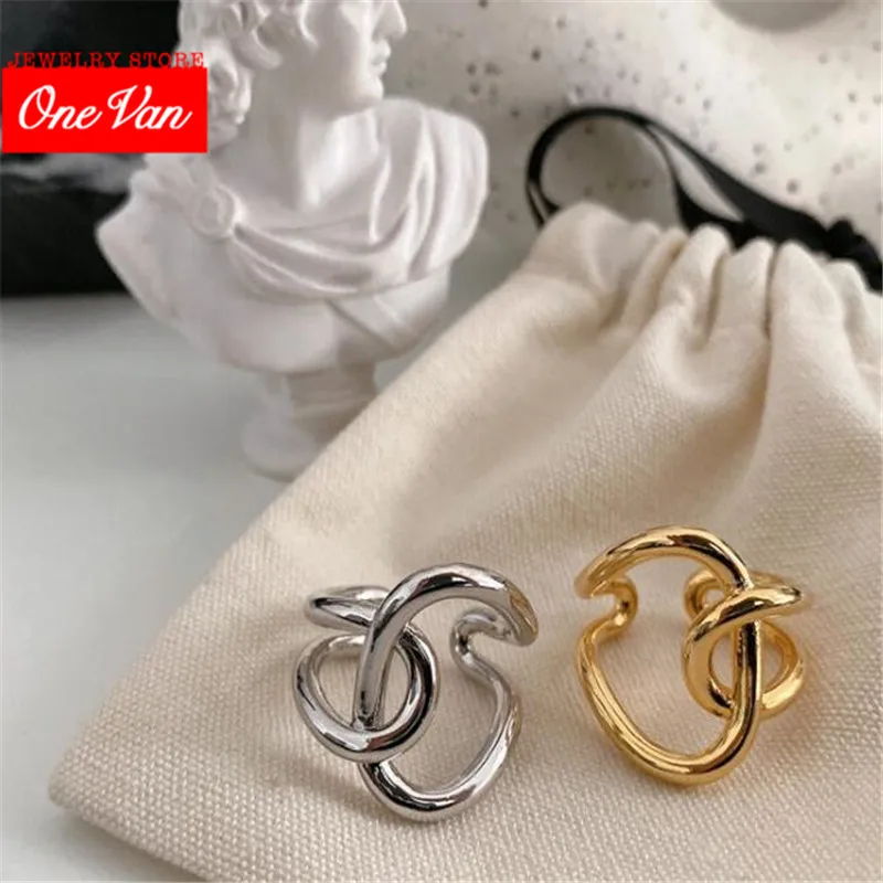 

2020 New Ins blogger simple metal ring personalized knot cross ring opening ring adjustable women ring