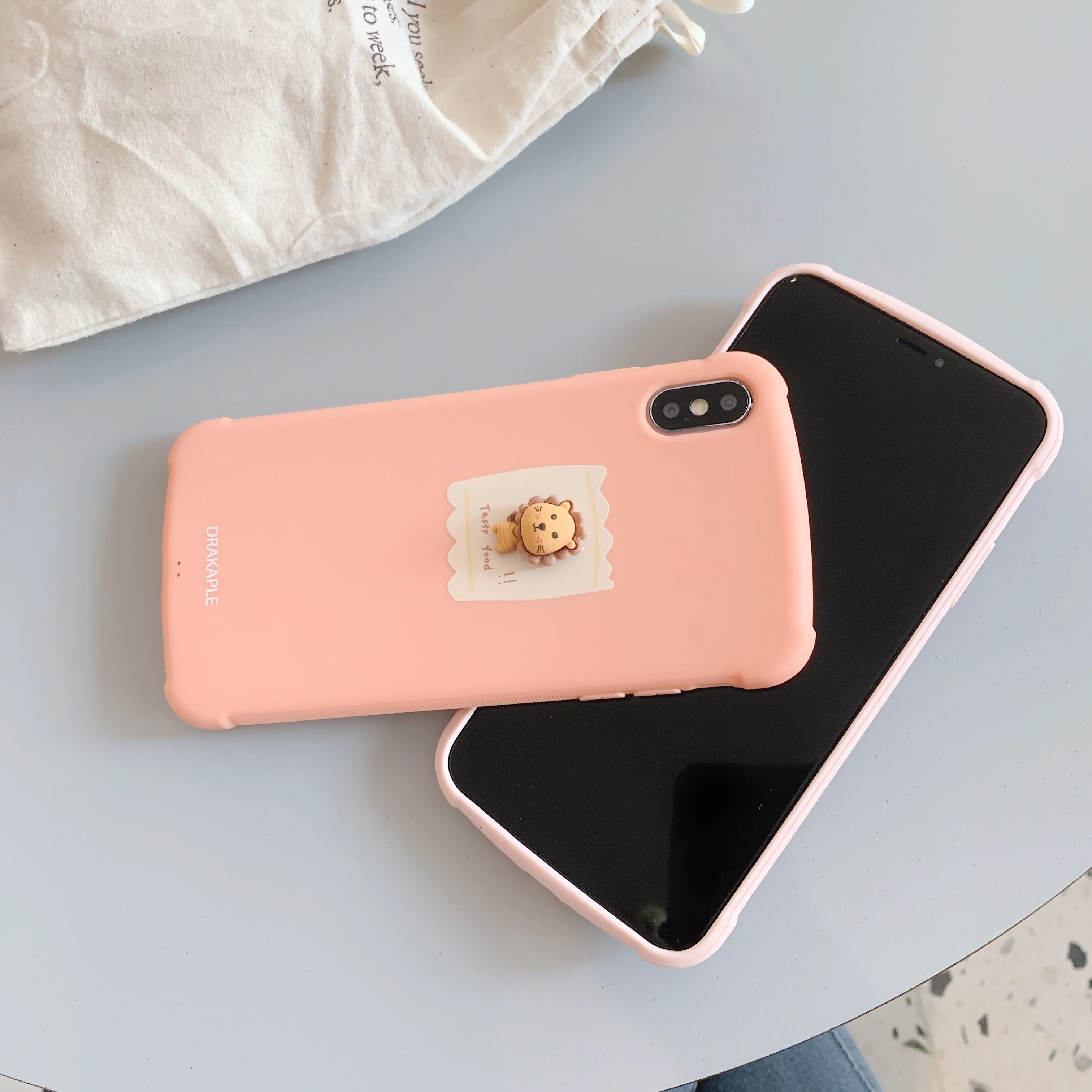 3D Candy Color Lion Phone Case For iPhone 11 Pro XS MAX XR X Silicone 7 6 6S 8 Plus Cover with Tempered film |