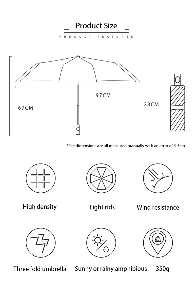 

UV Automatic Folding Umbrella Non-automatic Vinyl Sunny Rain Windproof 3 Folding Sun Umbrella Female Male Gift Umbrellas Parasol