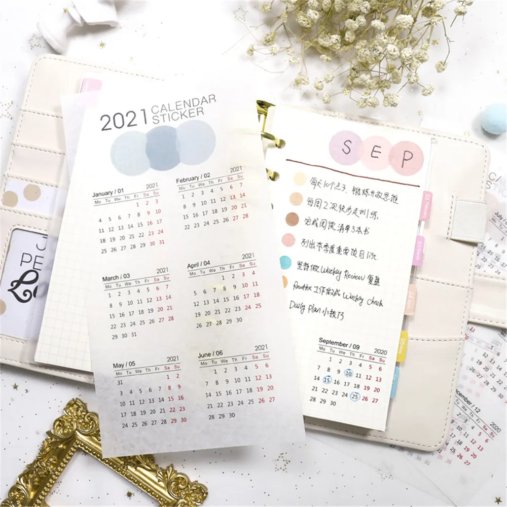 

2021 календарные наклейки расписание, Еженедельный планировщик, отметка, ярлык, ежедневник, органайзер, кавайные канцелярские товары, офисны...