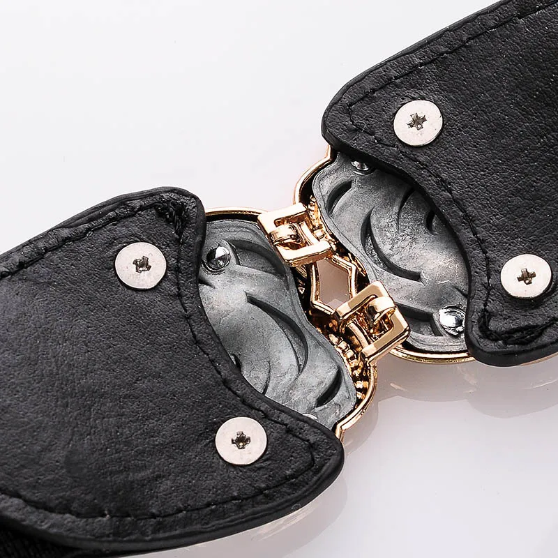 Пояс из искусственной кожи с эластичным поясом Модный черный эластичный пояс