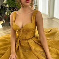 gold flowery lace prom dresses sweetheart bow straps tea length a line party gowns with pockets special occasion dresses 2021