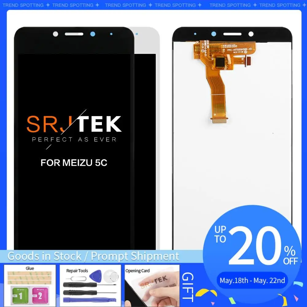 SRJTEK для Meizu M5C / Meilan 5C Новый ЖК дисплей Замена + сенсорный экран дигитайзер черный