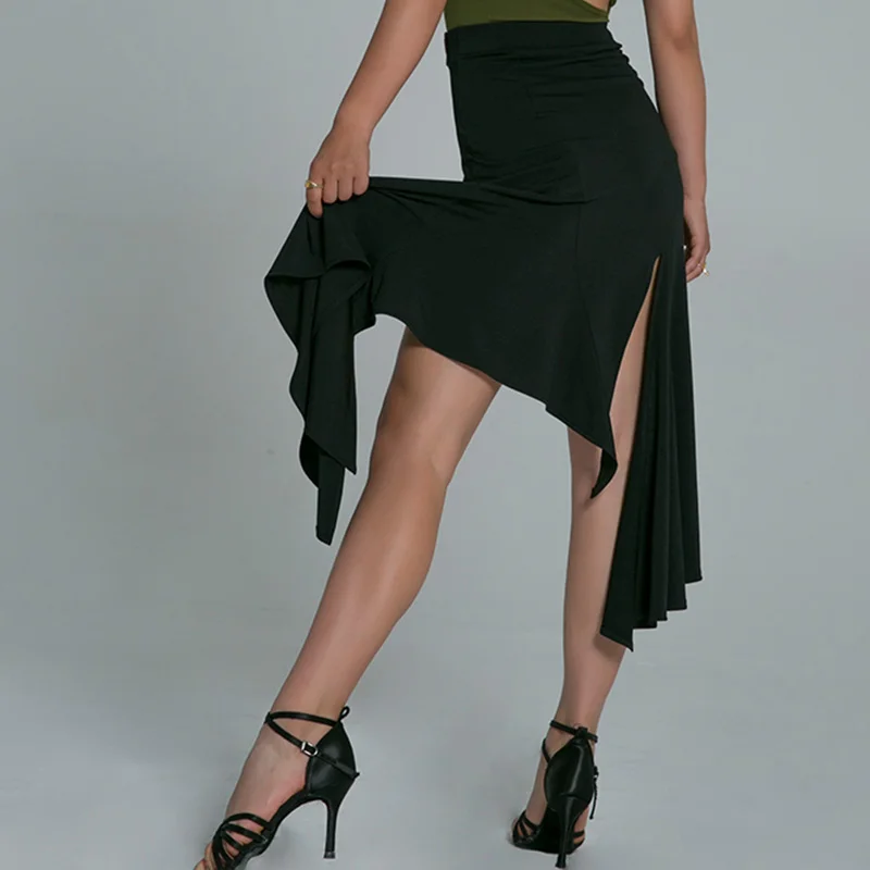 

Latin Dance Skirt Women Fashion Irregular Slit Skirts RumbaSamba Tango Cha Cha Salsa Lady Latin Dancing Practice Wear DN6297