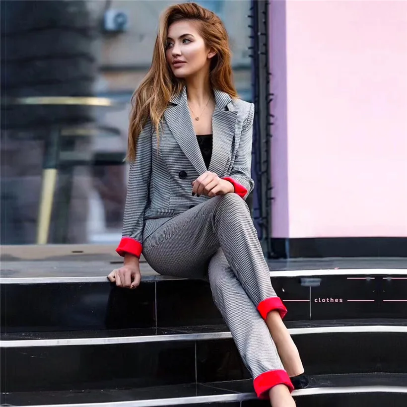 

Cuffed sleeves blazer suit + nine pants New fashion handsome casual temperament business wild OL office suit Two-piece set