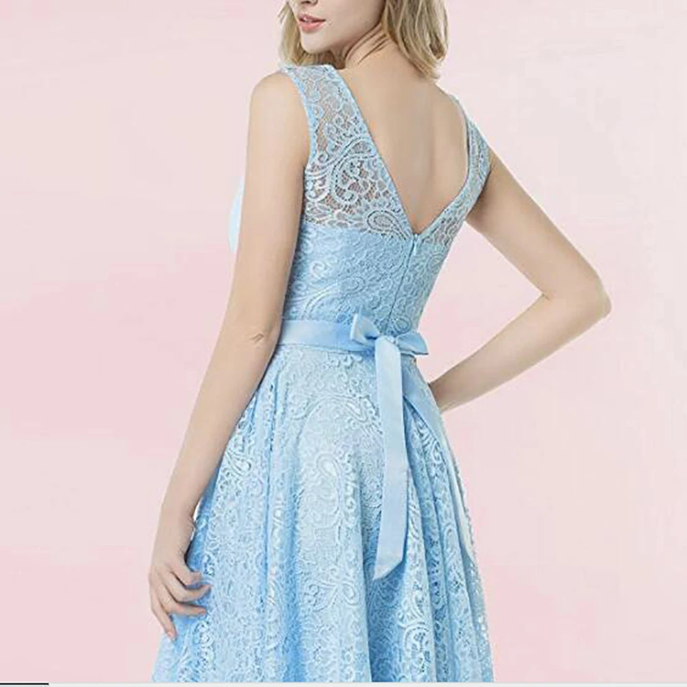 Женское модное популярное платье без рукавов с бантом винтажное кружевное