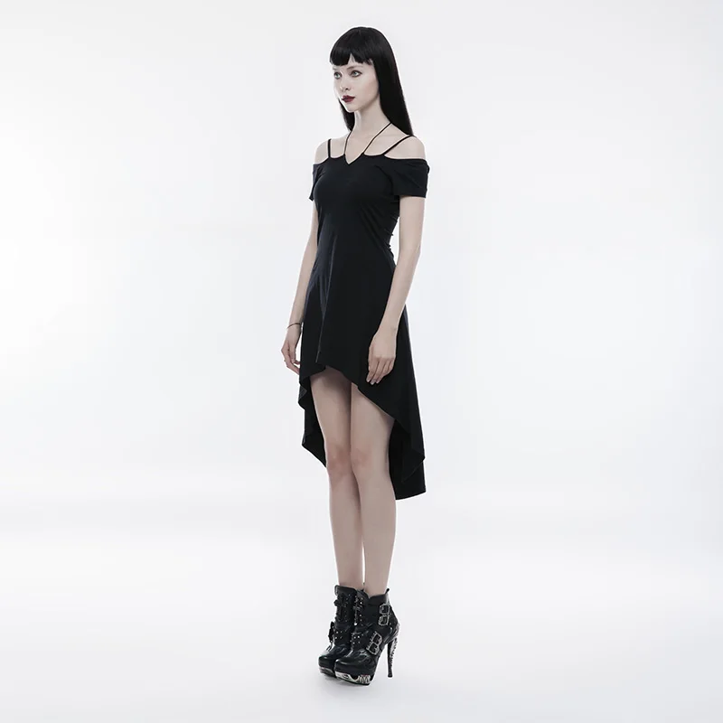 Женское платье в стиле панк готическое без бретелек с веревкой ожерелье