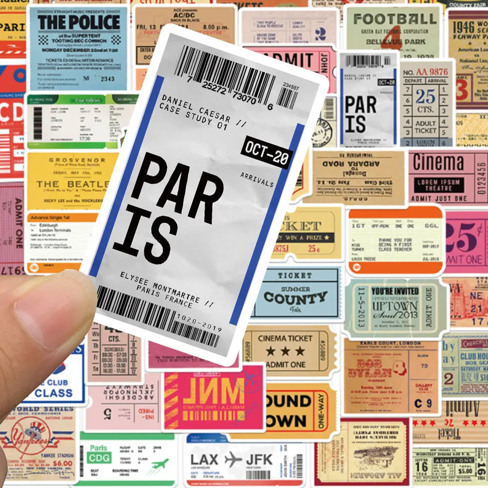 

Old Ticket Stubs Retro Stickers Luggage Decoration Graffiti Sticker Phone Stickers Fridge Skateboard Bicycle Decal Sticker