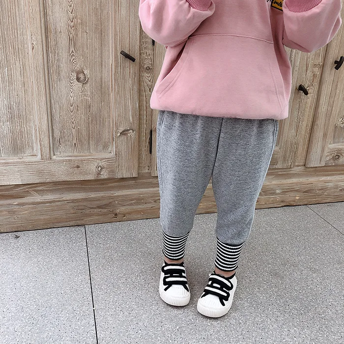 Autumn boys girls Spliced striped sports pants kids cotton soft 5 colors casual all-match trousers 2-7Y