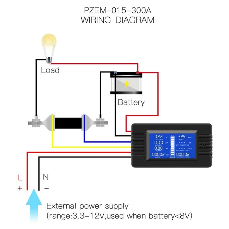 Многофункциональный Батарея монитор измеритель 0-200V 0-300A (широко применяется для
