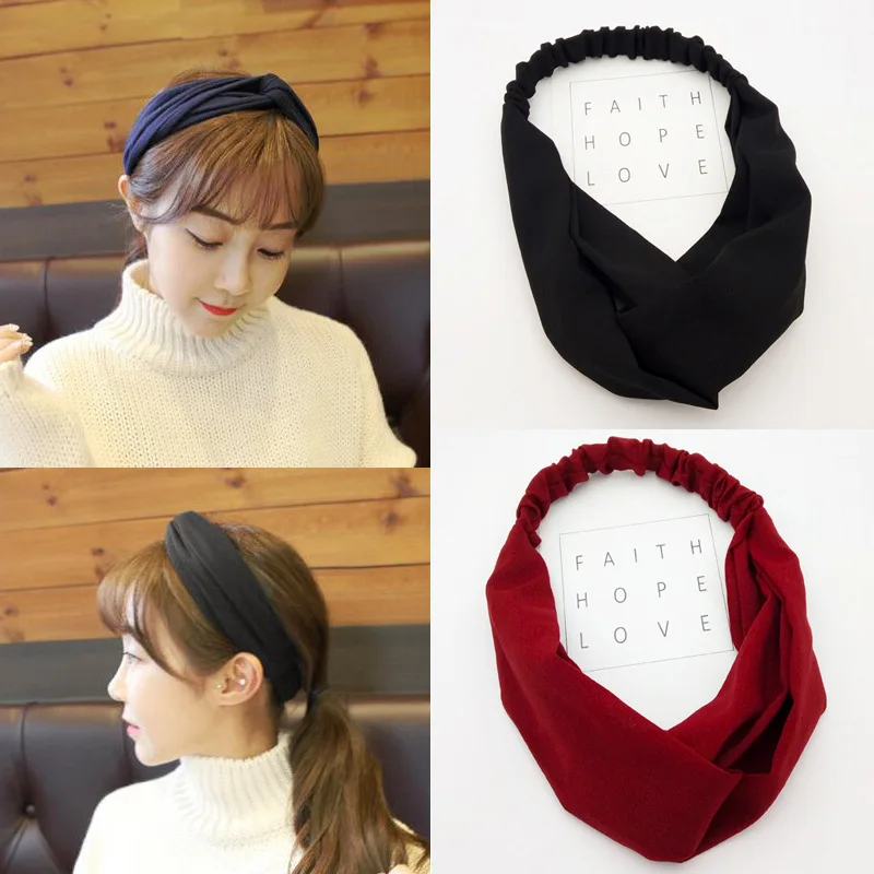 Повязка для волос женская замшевая мягкая эластичная однотонная винтажная лента