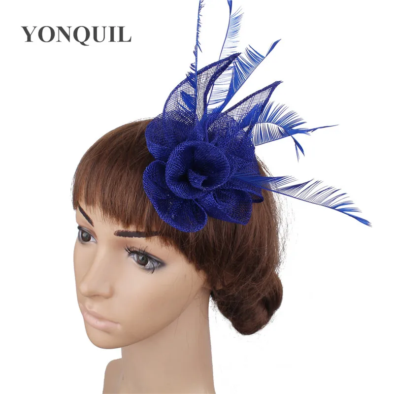 Розовый королевский синий аксессуары дизайна волос Дерби Sinamay свадебные