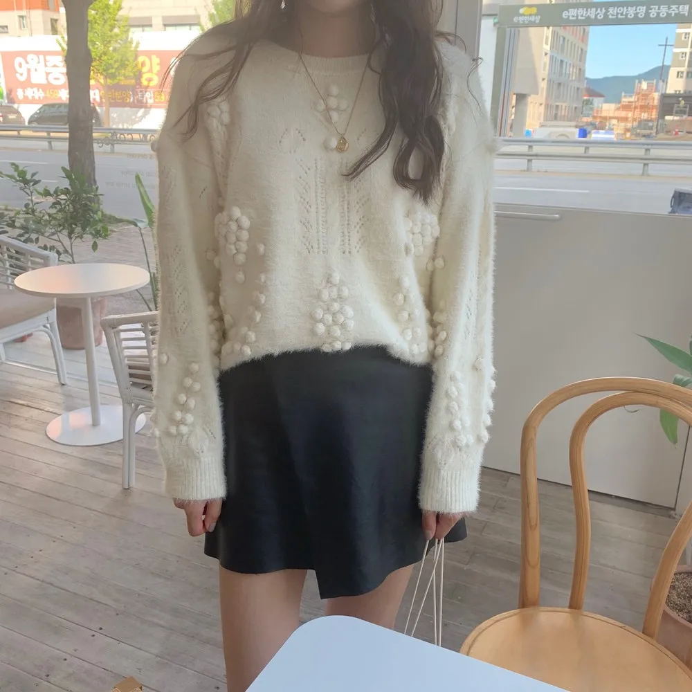 GRUIICEEN осень зима модный свитер с круглым вырезом Женский вязаный пуловер