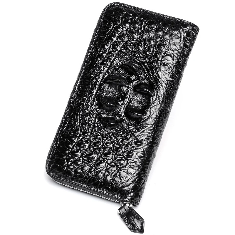 

luxury brand High-quality Crocodile men's Wallet leather fashion designer Long Zip card pocket bag purses Billeteras delgada Hot