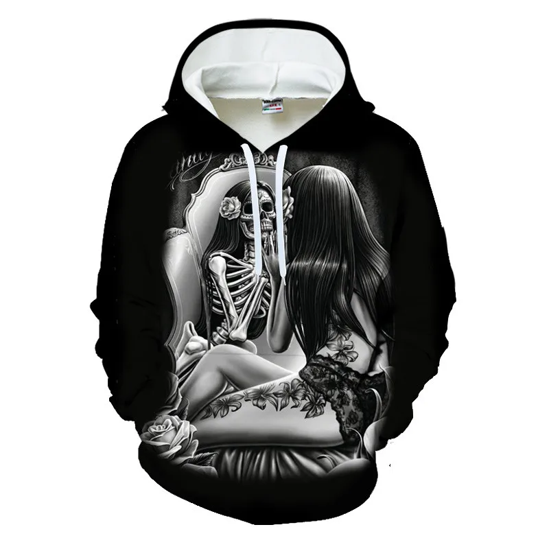 Skull Printed 3D Sweatshirt Men Women Black Design Hoodies Homme Autumn Long Sleeve Tracksuit For Male Hoody Drop Ship