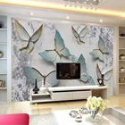 Самоклеящиеся 3D-обои на заказ, настенные водонепроницаемые Обои С Рисунком бабочки, стереоскопическим тиснением, для телевизора, гостиной