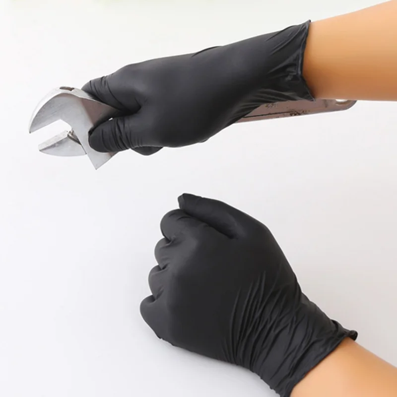

Черные нитриловые перчатки 100 шт./лот, одноразовые нитриловые рабочие перчатки для дома, резиновые пищевые перчатки