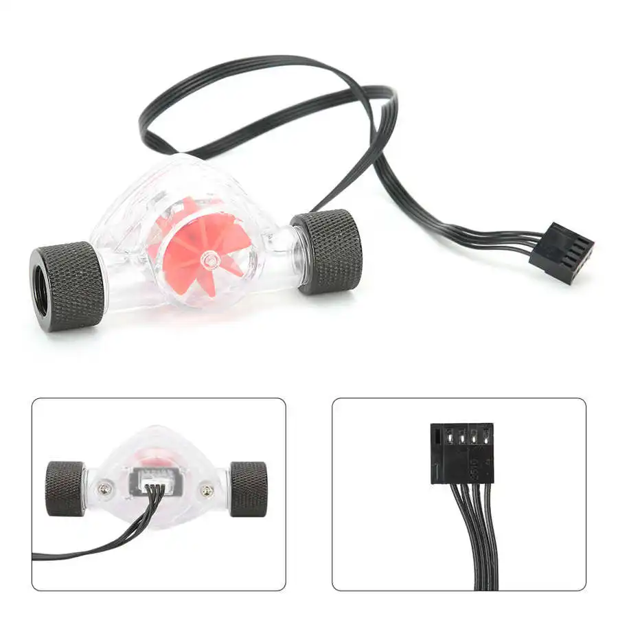 Computer Water Cooling Flow Indicator Flowmeter with RGB Lights G1/4 thread 4-pin Interface for PC System | Компьютеры и офис