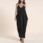 Женское модное однотонное платье-комбинация без рукавов в стиле бохо с завязками на спине