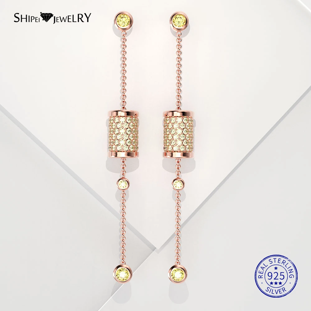 Женские серьги подвески из серебра 100% пробы с сапфировым