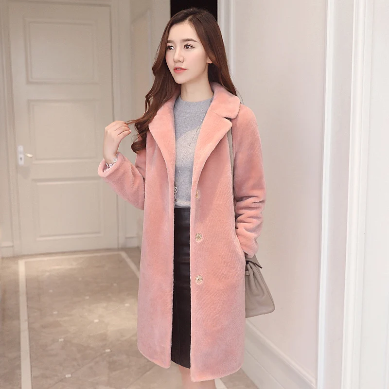 Autumn 2020 Real Female Winter Woman Coat Korean Jacket Sheep Shearing Wool Fur Coats Long Abrigo Mujer KJ024 | Женская одежда